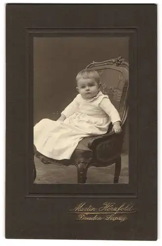 Fotografie Martin Herzfeld, Dresden, Pragerstrasse 7, Portrait süsses Kleinkind im weissen Kleid