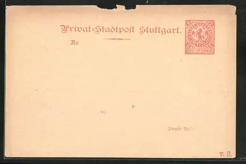 AK Stuttgart, Private Stadtpost, 2 Pfennig
