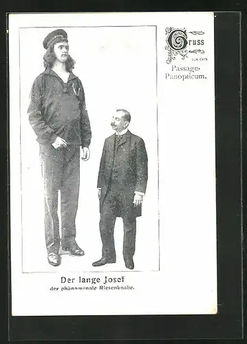AK Der lange Josef, der phänomenale Riesenknabe, Passage-Panopticum