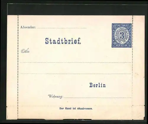 AK Berlin, Stadtbrief der Neue Berliner Omnibus- und Packetfahrt AG, Private Stadtpost