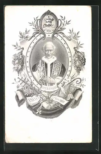 AK Papst Leo XIII. im verzierten Rahmen