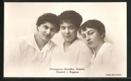 AK Prinzessinnen Benedikta, Mafalda und Elisabeth v. Braganza, von Portugal