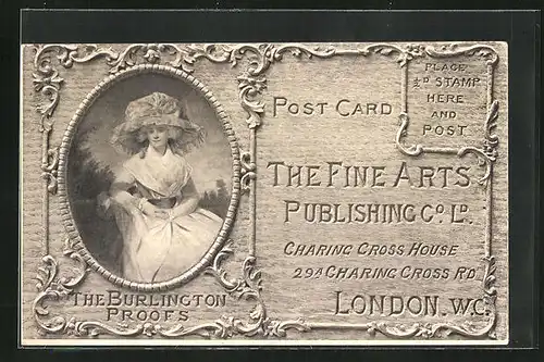 Künstler-AK London, Dame im taillierten Kleid, The Fine Arts Publishing Co. Ltd., The Burlington Proofs