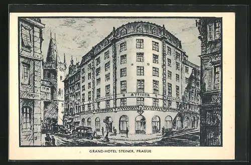 Künstler-AK Prag / Praha, Grandhotel Stiener