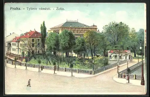Künstler-AK Prag / Praha, Tylovo namesti, Zofin