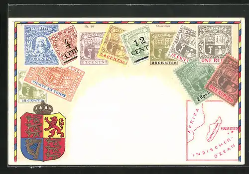 AK Briefmarken aus Mauritius
