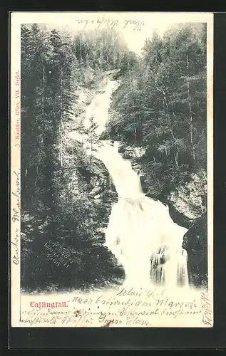 AK Lassingfall mit Brücke, Wasserfall