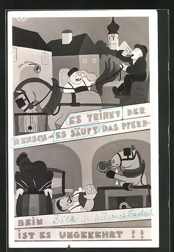 AK Es trinkt der Mensch - es säuft das Pferd..., Trinkerhumor