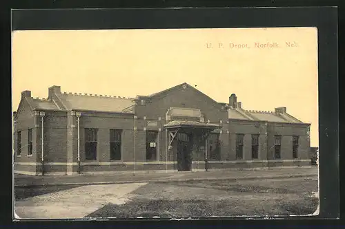 AK Norfolk, NE, U.P Depot, Bahnhof
