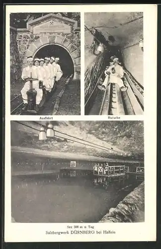 AK Dürnberg, Salzbergwerk, Ausfahrt, Rutsche, See
