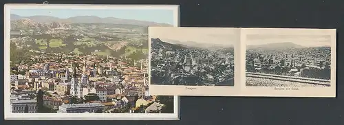 Leporello-AK Sarajewo, Rathaus, Appelkai, Begova Moschee, Ziegenbrücke