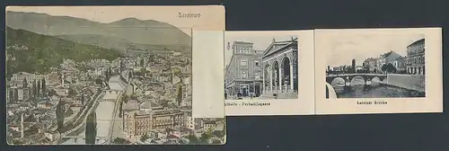 Leporello-AK Sarajewo, Markthalle und Ferhadijagasse, Begova Moschee