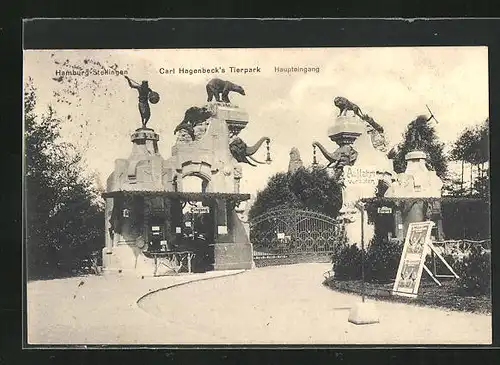 AK Hamburg-Stellingen, Carl Hagenbeck`s Tierpark, Haupteingang