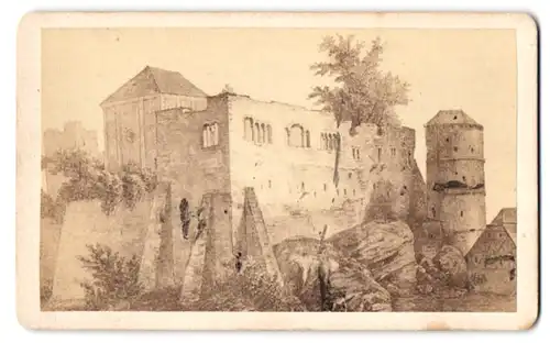 Fotografie J. Prökl, Franzensbad, Kirchenstr., Ansicht Cheb / Eger, Blick auf die Ruine Kaiserburg
