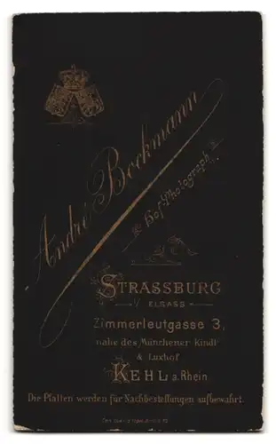 Fotografie A. Bockmann, Strassburg i. Els., Zimmerleutgasse 3, Portrait Soldat in Uniform mit Mittelscheitel