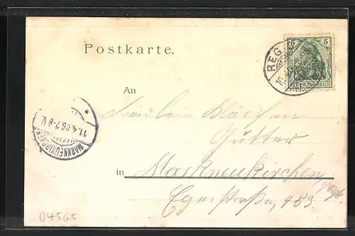 Lithographie Regis, Rathaus, Villa Dr. Haake, Postamt