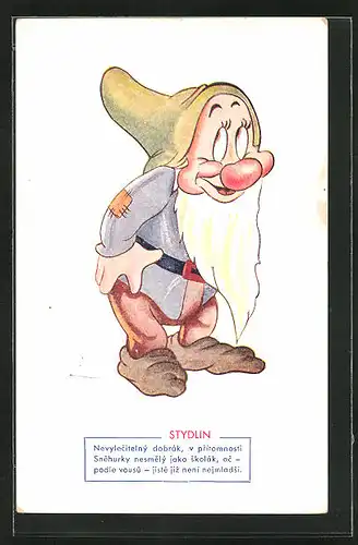 Künstler-AK Zwerg Stydlin aus Disney`s Schneewittchen, Comic