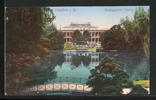 AK Frankfurt /Main, Zoologischer Garten, Partie mit Brücke