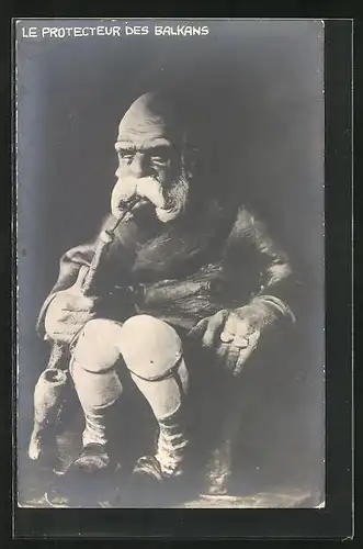 AK Karikatur von Kaiser Franz Josef I. von Österreich mit Pfeife