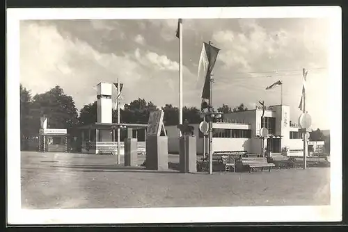 AK Velké Mezirici, Druzstevni Podniky, Ausstellungsgebäude im Bauhausstil 1938