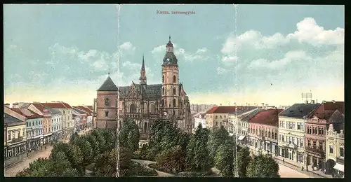 Klapp-AK Kassa, Székesegyház, Hauptplatz mit Kirche