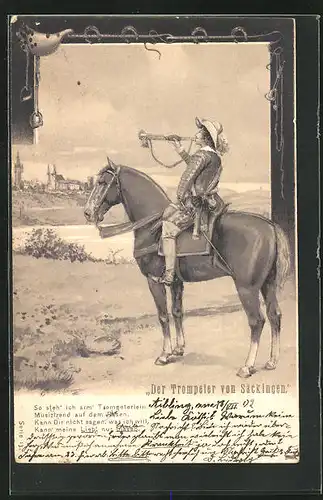 Lithographie Der Trompeter von Säckingen, Behüt Dich Gott!
