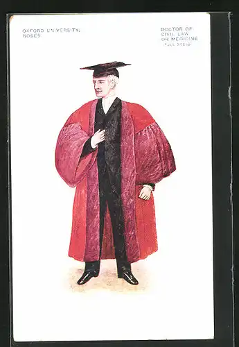Künstler-AK Oxford, University Robes, Doctor of Civil Law or Medicine, Full Dress