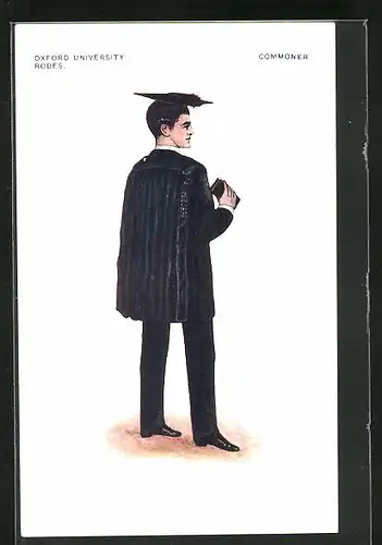 Künstler-AK Oxford, University Robes, Commoner, studentische Szene