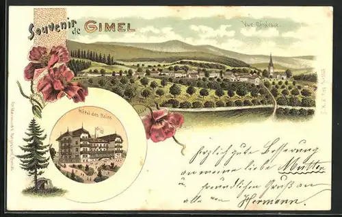 Lithographie Gimel, Hotel des Bains, Vue générale