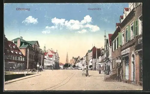 AK Offenburg, Hauptstrasse mit Friseur F. Müller