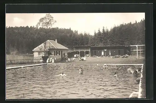 AK Wart /Württ., Gasthaus u. Pension zum Hirsch, Schwimmbad