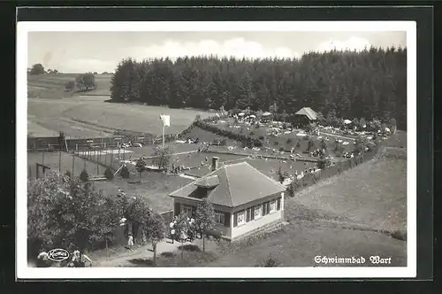 AK Wart /Württ., Schwimmbad aus der Vogelschau