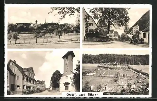 AK Wart /Württ., Gasthaus, Schwimmbad, Strassenpartie