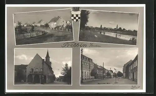 AK Trebbin, Berliner Strasse, Siedg. Freie Scholle, Rathaus