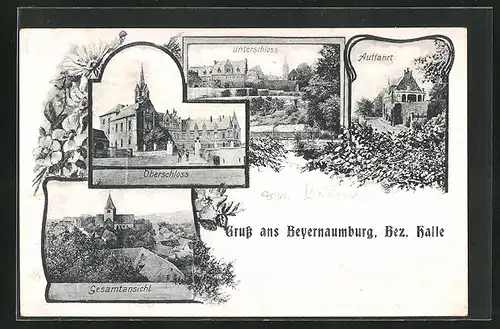 AK Beyernaumburg, Oberschloss, Unterschloss, Auffahrt