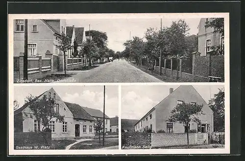 AK Zinsdorf, Gasthaus W. Platz, Kaufmann Selig, Dorfstrasse