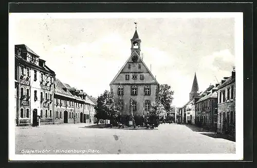 AK Grafenwöhr, Hindenburg-Platz, Kirche