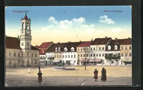 AK Königsbrück, Markt mit Rathaus