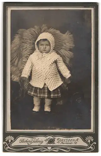 Fotografie Richard Jähnig, Dresden-A, Marienstrasse 12, Portrait süsses Kleinkind in Jacke mit Kapuze