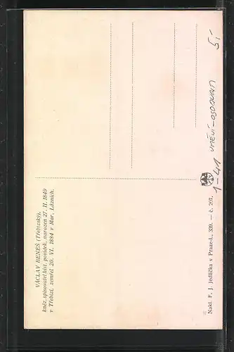 AK Portrait von Vaclav Benes, Schriftsteller