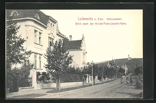 AK Leitmeritz / Litomerice, Villenviertel mit Blick nach der Kaiser-Franz-Josefs-Höhe