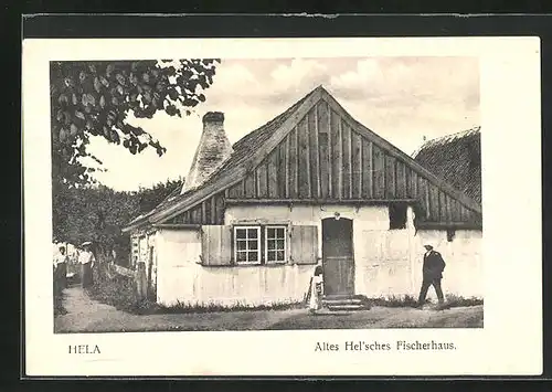 AK Hela, Blick auf ein altes Hel`sches Fischerhaus