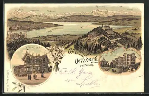 Lithographie Zürich, Restaurant Uto Kulm, Hotel Vetliberg, Uetliberg