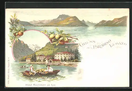 Lithographie Lugano, Hotel Reichmann au Lac