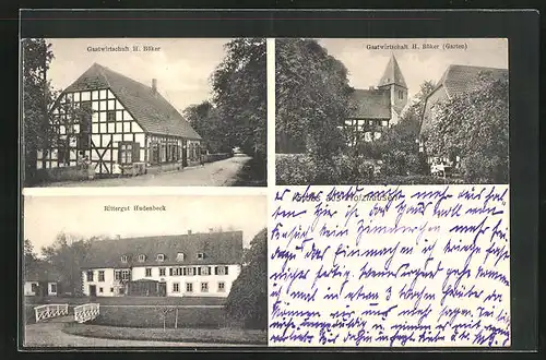 AK Holzhausen /Kreis Lübbecke, Gasthaus H. Böker, Garten, Rittergut Hudenbeck