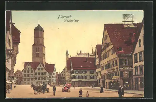 AK Biberach, Marktplatz mit Rathaus