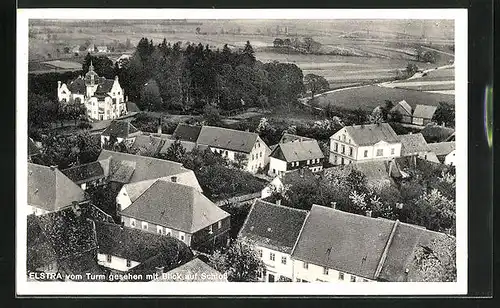 AK Elstra, Teilansicht vom Turm gesehen mit Blick auf Schloss