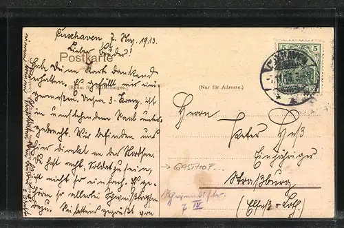 AK Cuxhaven, Gasthof Nagels Gesellschaftshaus, Innenansicht