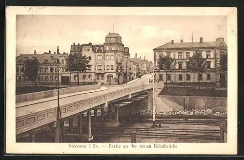 AK Meerane i. Sa., Partie an der Neuen Bahnbrücke