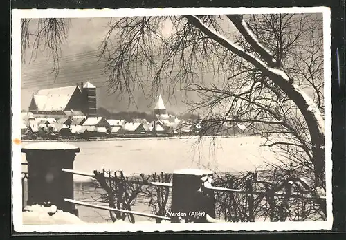 AK Verden /Aller, Ortsansicht im Winter